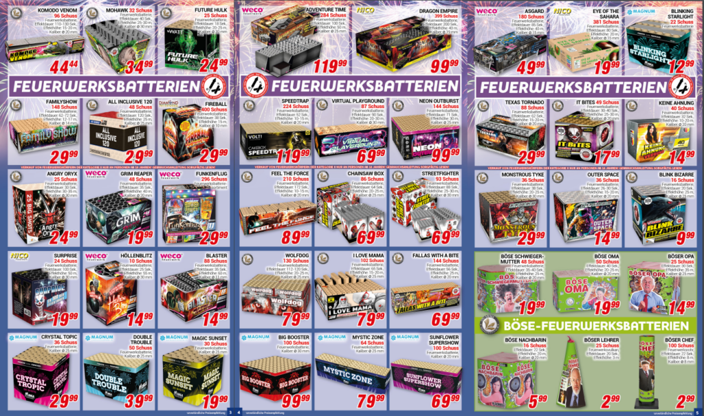 Vuurwerkfolder van de Centershop Duitsland met Magnum producten vuurwerk nieuws 2024 Feuerwerk news