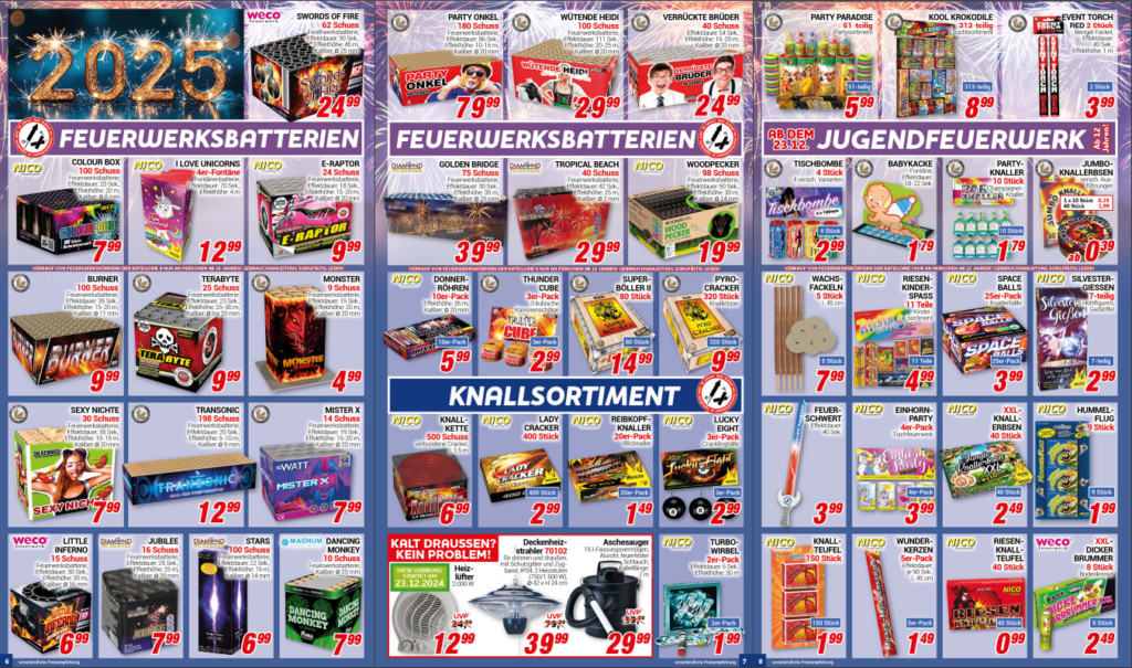 Vuurwerkfolder van de Centershop Duitsland met Magnum producten Vuurwerk nieuws 2024 feuerwerk news