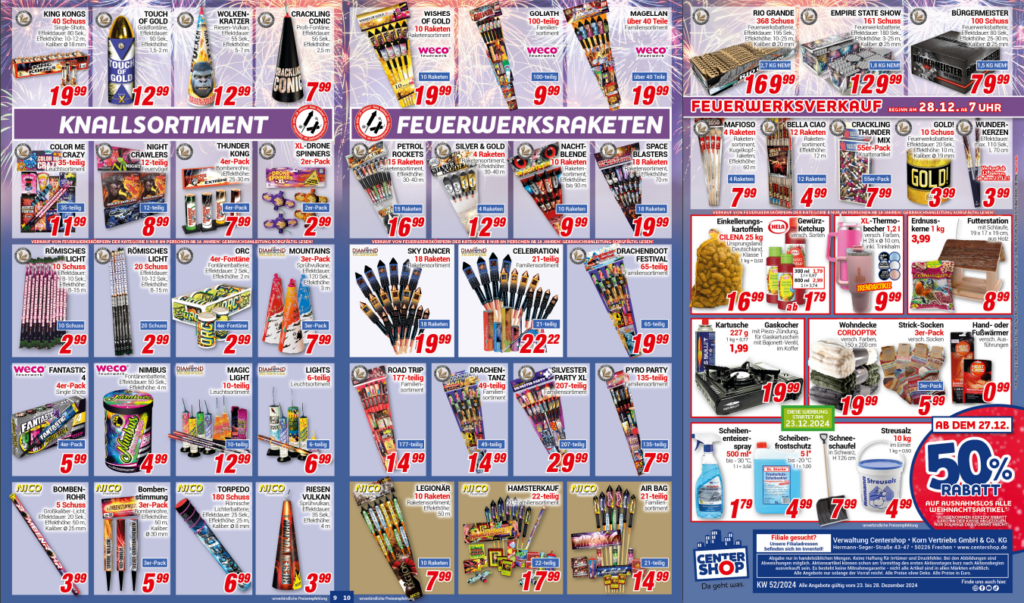 Vuurwerkfolder van de Centershop Duitsland met Magnum producten vuurwerk nieuws 2024 feuerwerk news